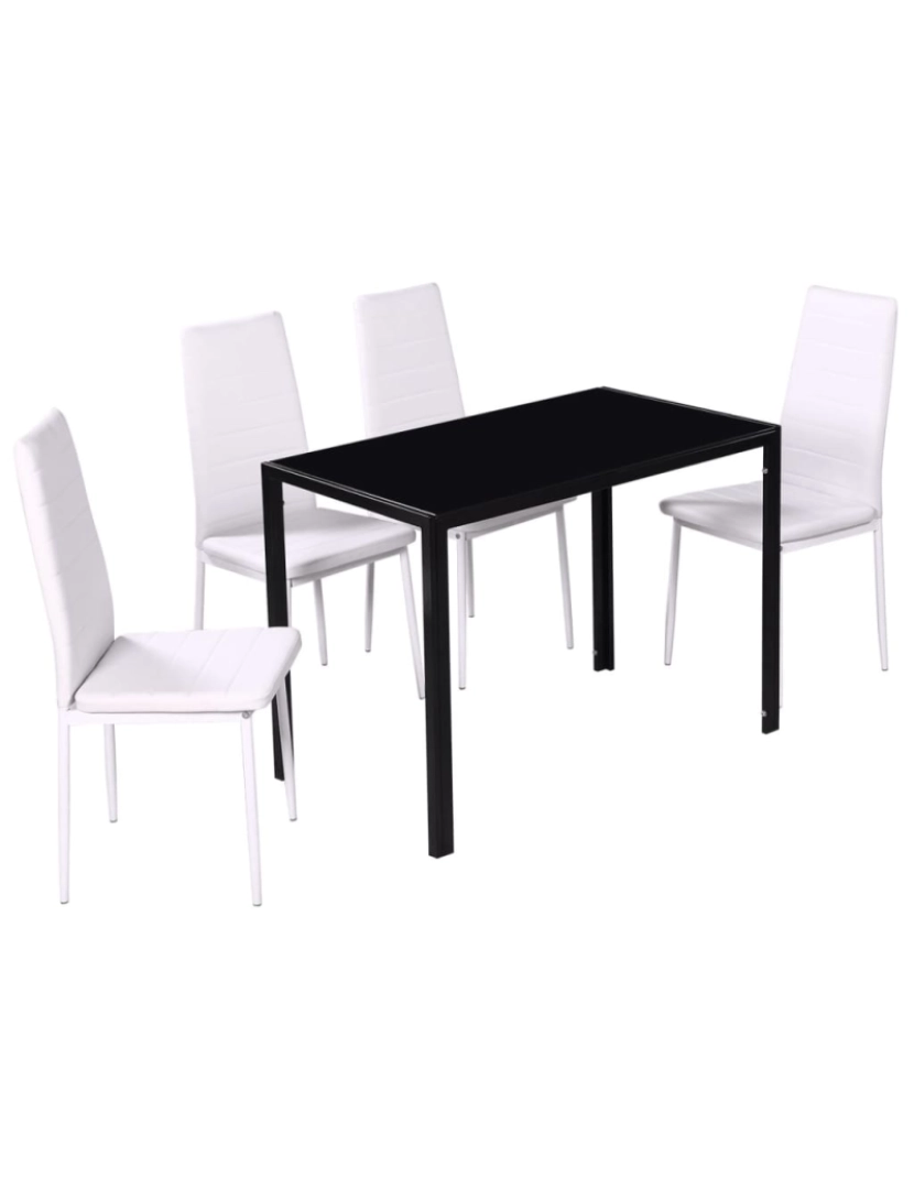 imagem de vidaXL Conjunto mesa de jantar 5 pcs preto e branco4