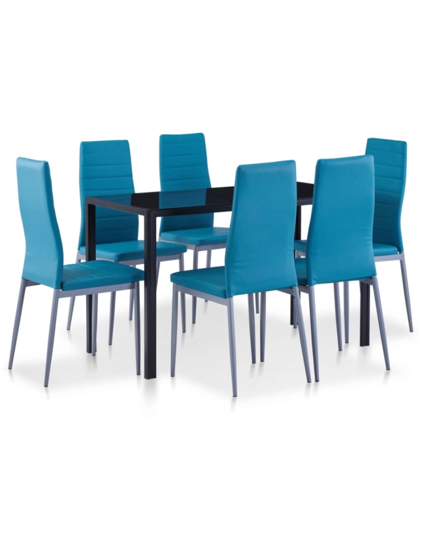 imagem de vidaXL Conjunto de jantar 7 pcs azul2