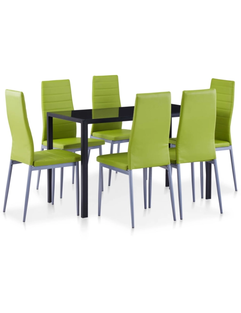 imagem de vidaXL Conjunto de jantar 7 pcs verde2