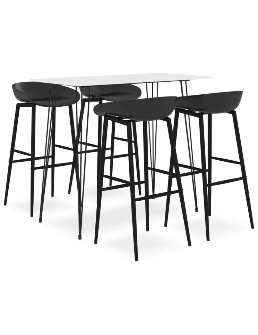 imagem de vidaXL 5 pcs conjunto de bar branco e preto1