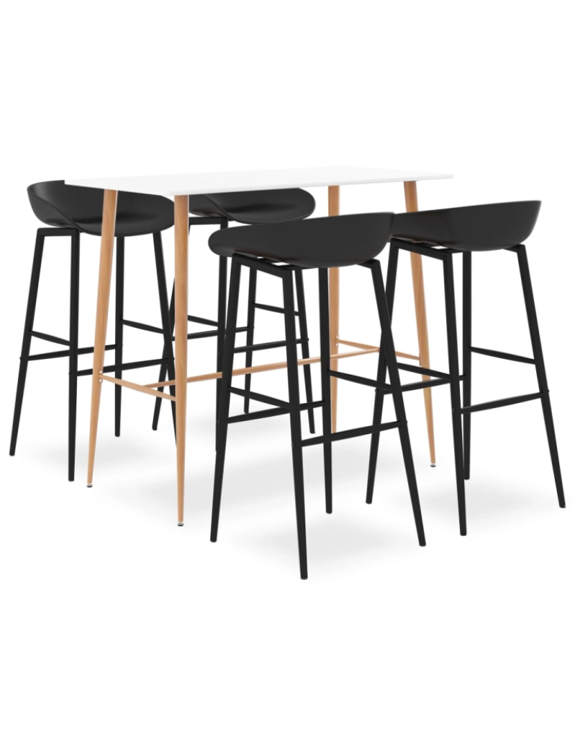 imagem de vidaXL 5 pcs conjunto de bar branco e preto1