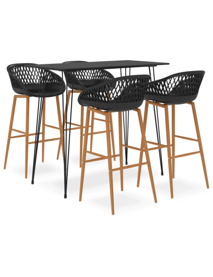 imagem de vidaXL 5 pcs conjunto de bar preto1