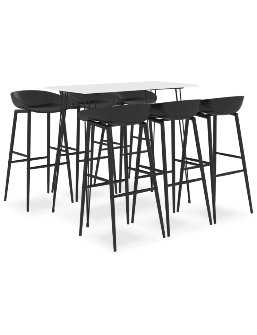 imagem de vidaXL 7 pcs conjunto de bar branco e preto2