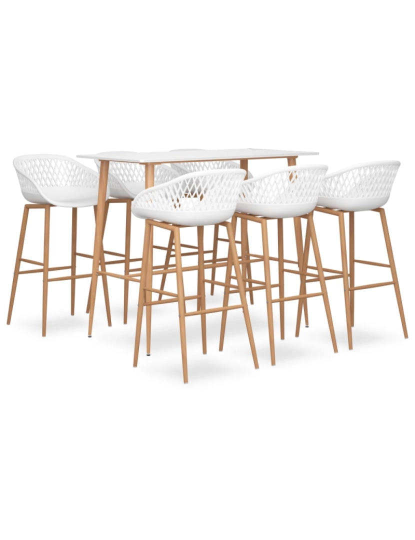 imagem de vidaXL 7 pcs conjunto de bar branco1