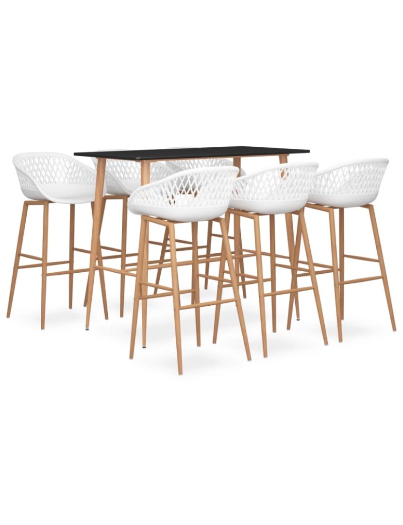 imagem de vidaXL 7 pcs conjunto de bar preto e branco1