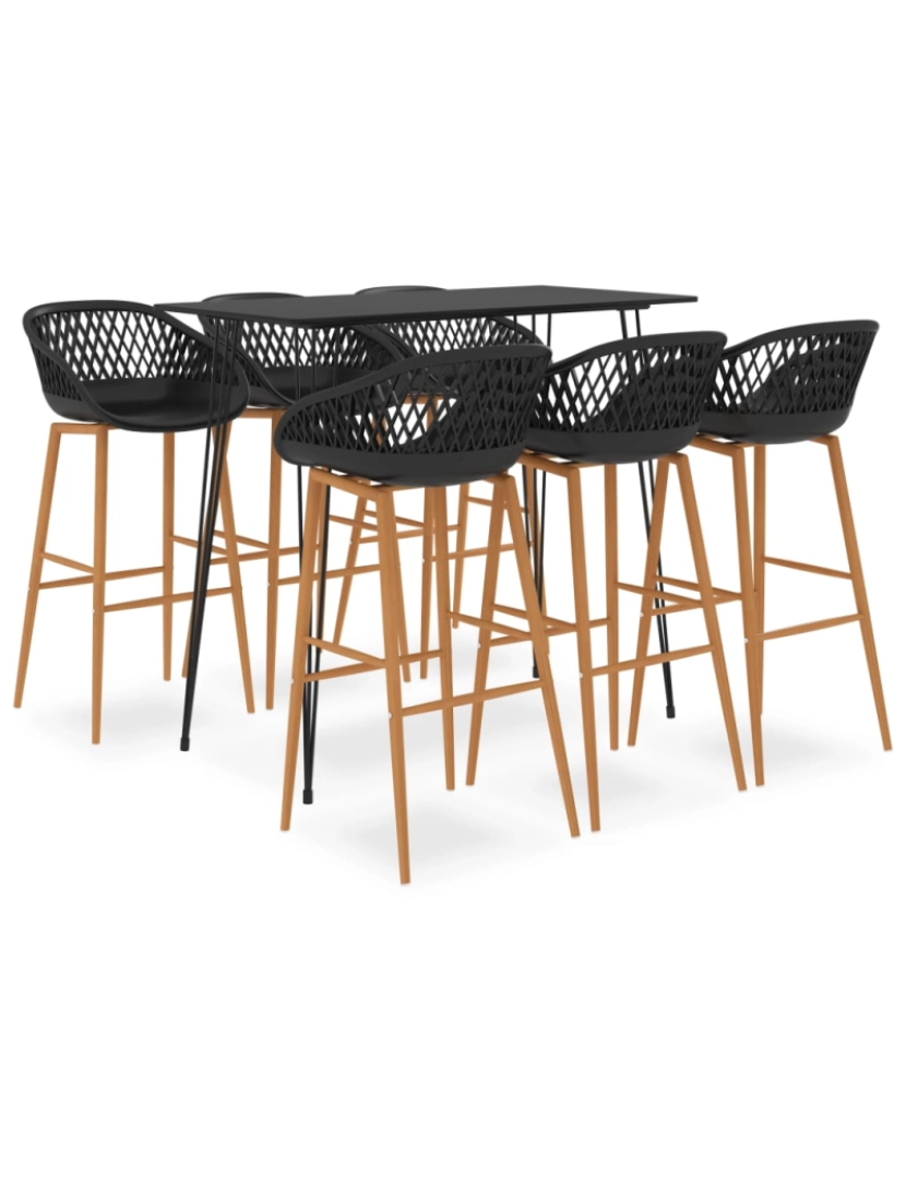 imagem de vidaXL 7 pcs conjunto de bar preto1