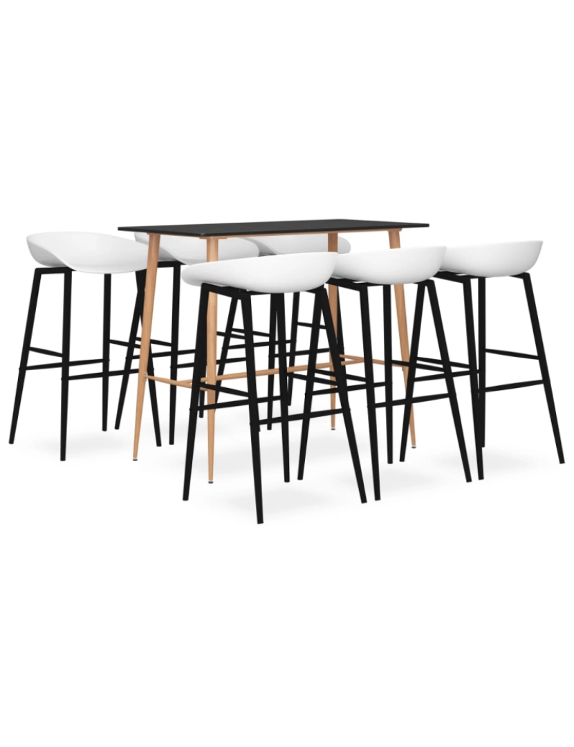 imagem de vidaXL 7 pcs conjunto de bar preto e branco1