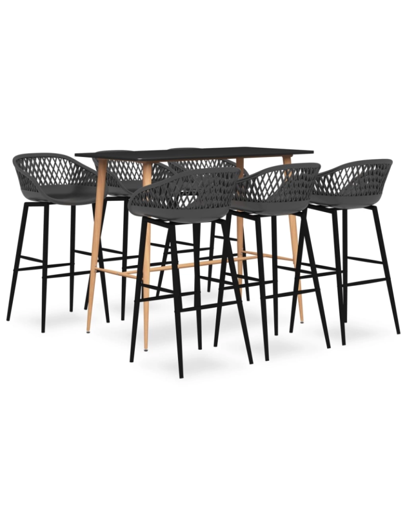 imagem de vidaXL 7 pcs conjunto de bar preto e cinzento1