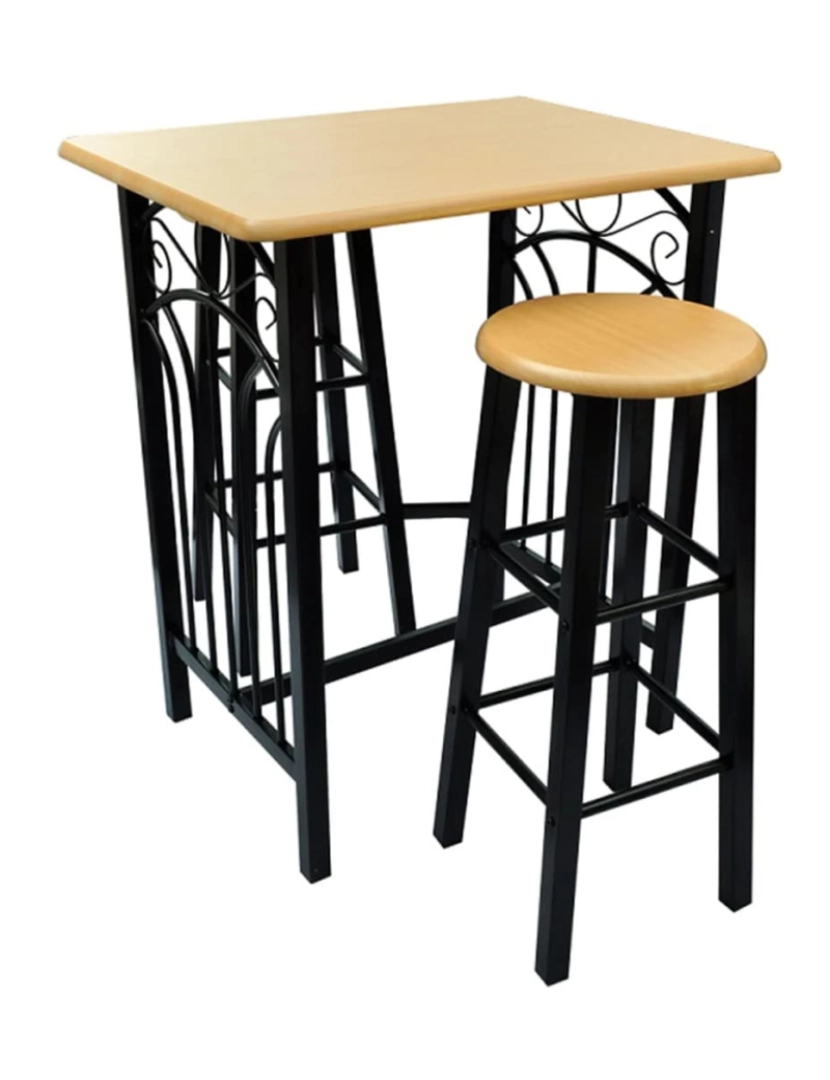 Vidaxl - vidaXL Conjunto mesa e bancos de bar 3 pcs madeira e aço
