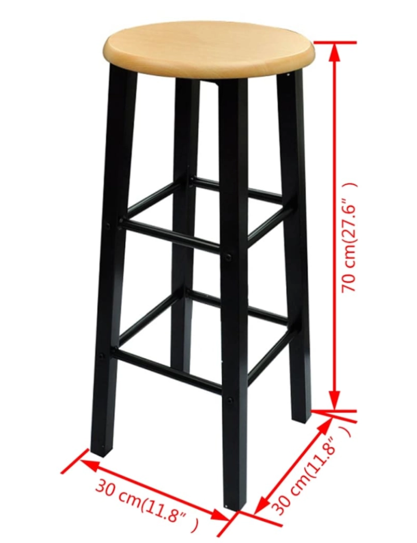 imagem de vidaXL Conjunto mesa e bancos de bar 3 pcs madeira e aço8