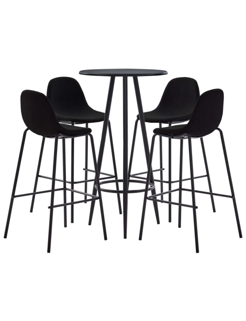 imagem de vidaXL 5 pcs conjunto de bar tecido preto2