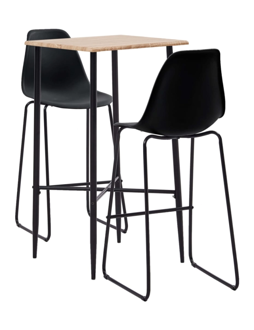 Vidaxl - vidaXL 3 pcs conjunto de bar plástico preto