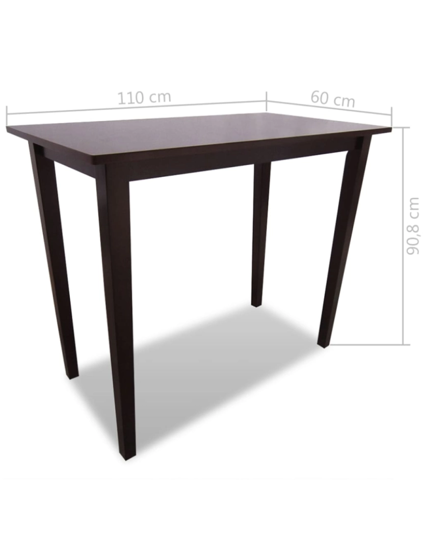 imagem de vidaXL Conjunto mesa de bar de madeira e 4 cadeiras, castanho9