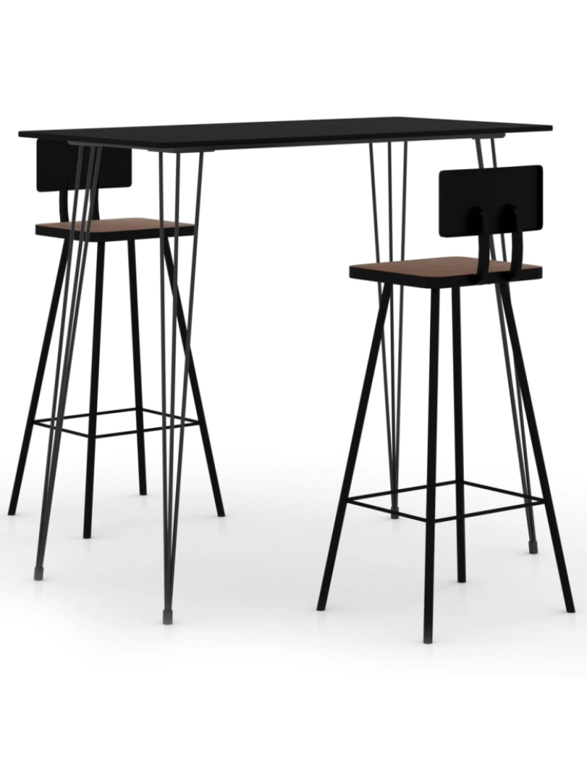 imagem de vidaXL 3 pcs conjunto de bar preto1