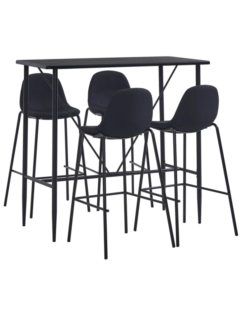 imagem de vidaXL 5 pcs conjunto de bar tecido preto2