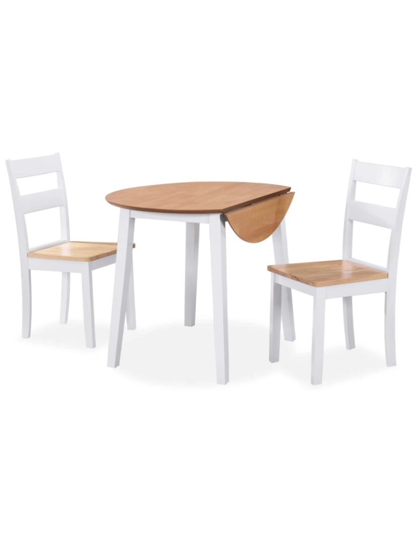 imagem de vidaXL Conjunto de jantar 3 pcs MDF e seringueira branco1