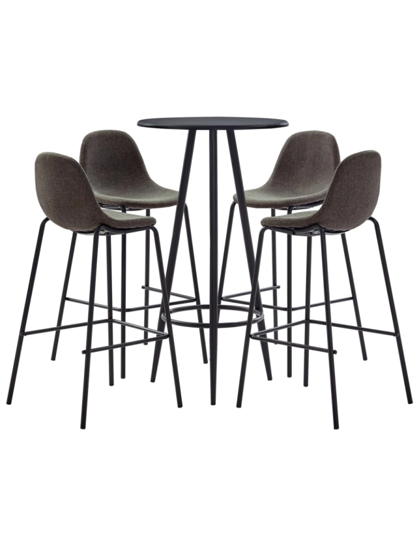 imagem de vidaXL 5 pcs conjunto de bar tecido cinzento-escuro2