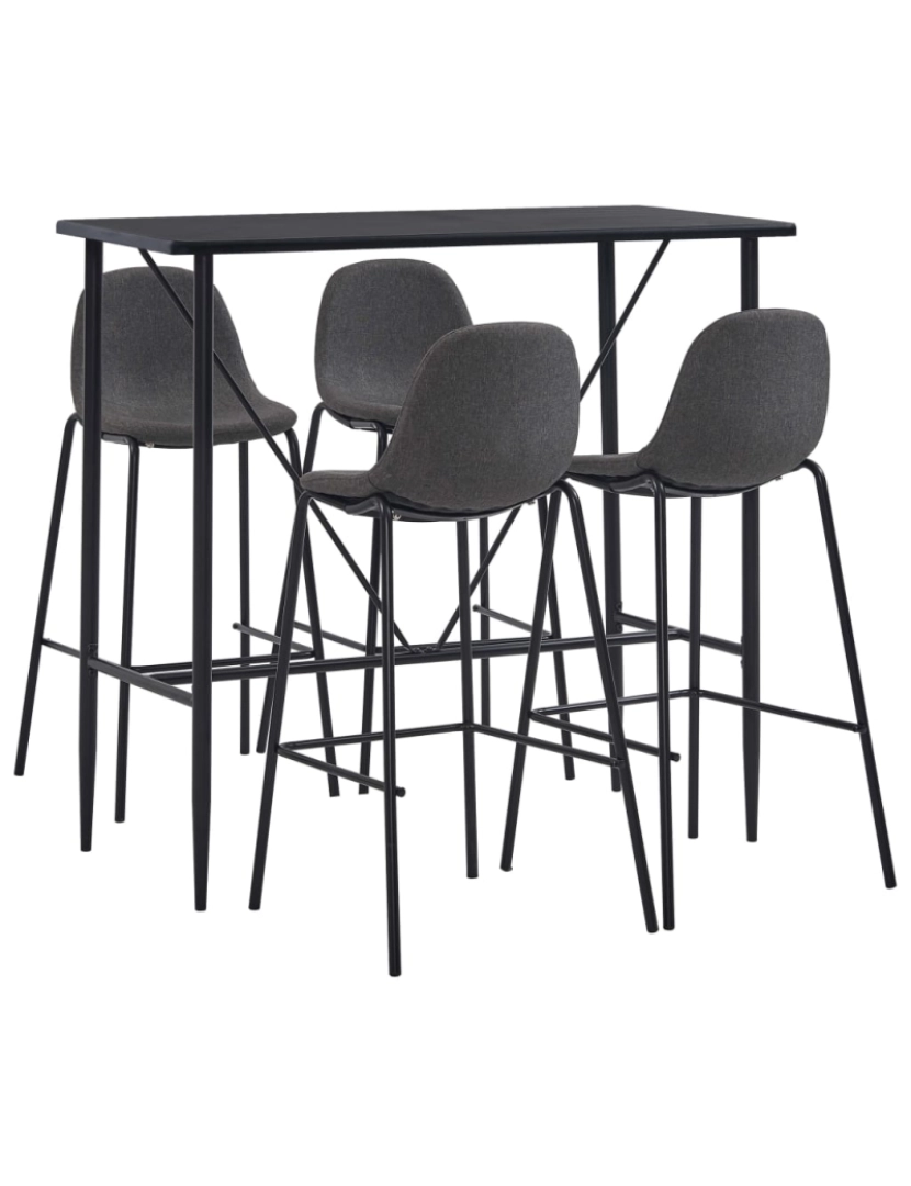 imagem de vidaXL 5 pcs conjunto de bar tecido cinzento-escuro1