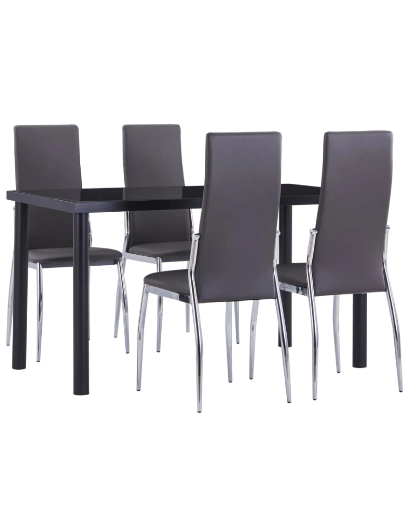 imagem de vidaXL 5 pcs conjunto de jantar couro artificial cinzento1