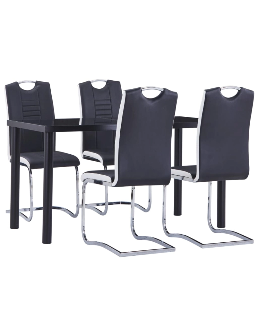 Vidaxl - vidaXL 5 pcs conjunto de jantar couro artificial preto