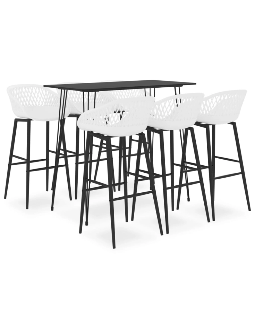 imagem de vidaXL 7 pcs conjunto de bar preto e branco1