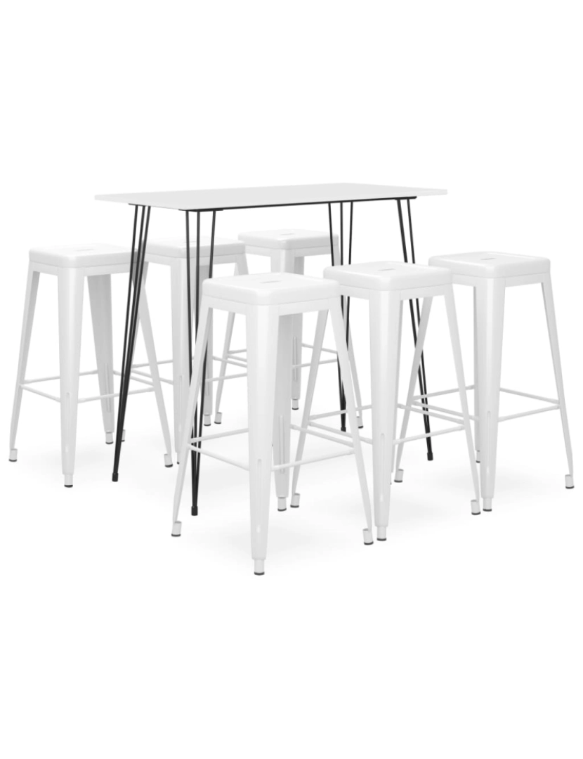 imagem de vidaXL 7 pcs conjunto de bar branco1