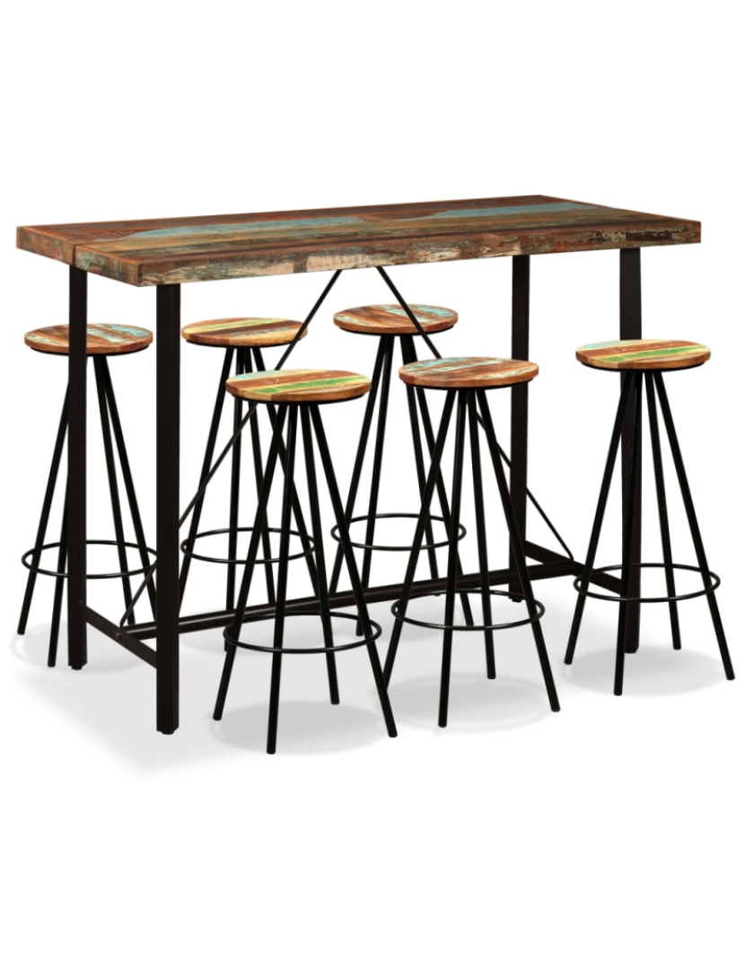 Vidaxl - vidaXL Conjunto de bar 7 pcs madeira recuperada maciça