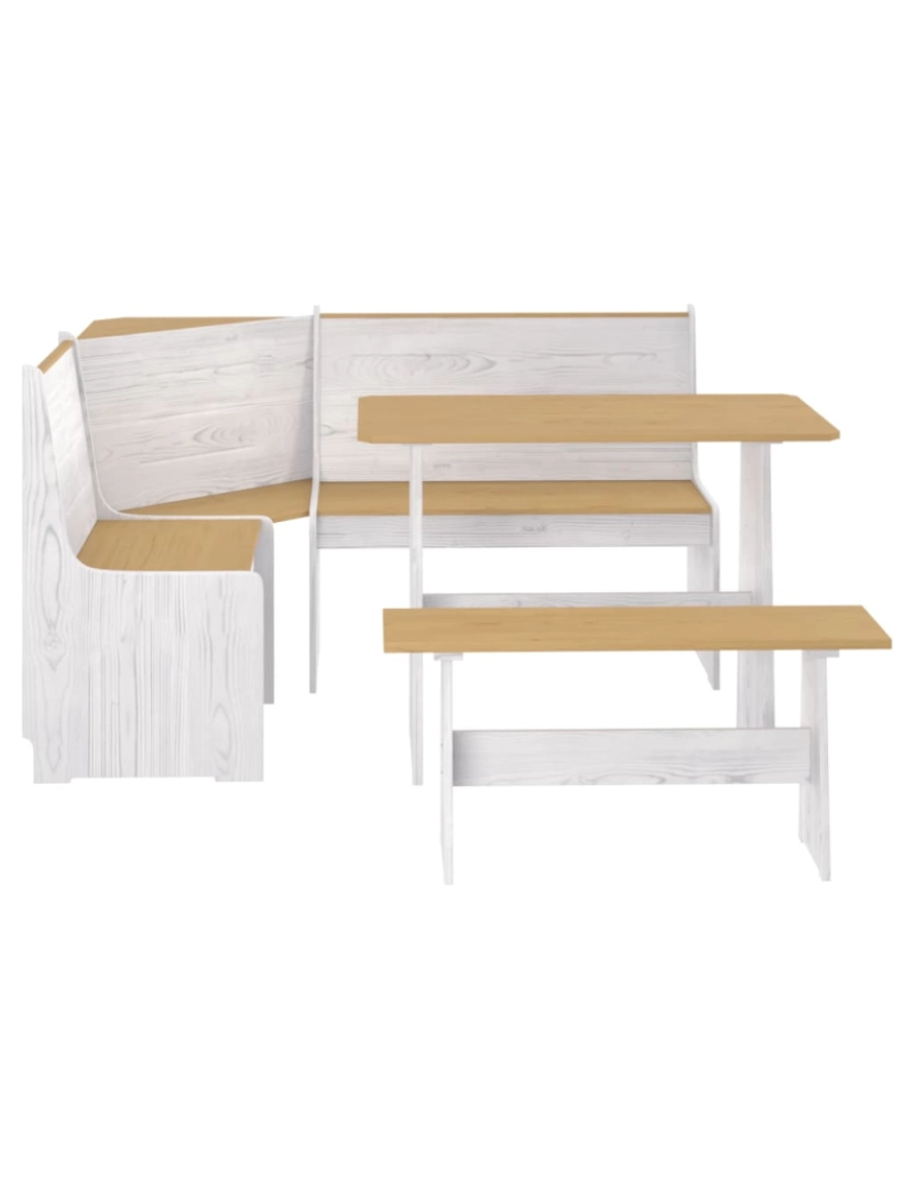 imagem de vidaXL 3 pcs conjunto de jantar pinho maciço castanho mel/branco4