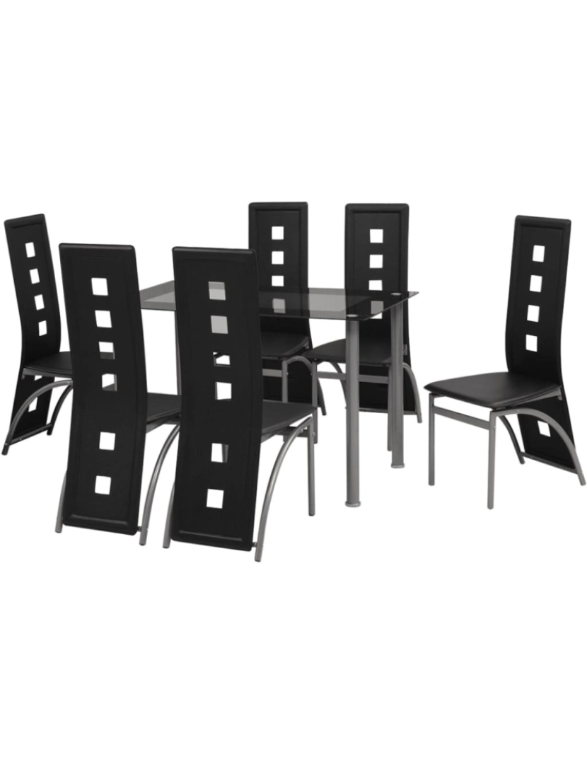 imagem de vidaXL Conjunto jantar, 7 pcs, preto2