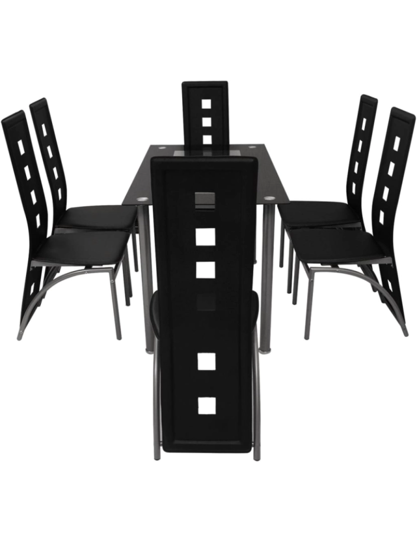 imagem de vidaXL Conjunto jantar, 7 pcs, preto3