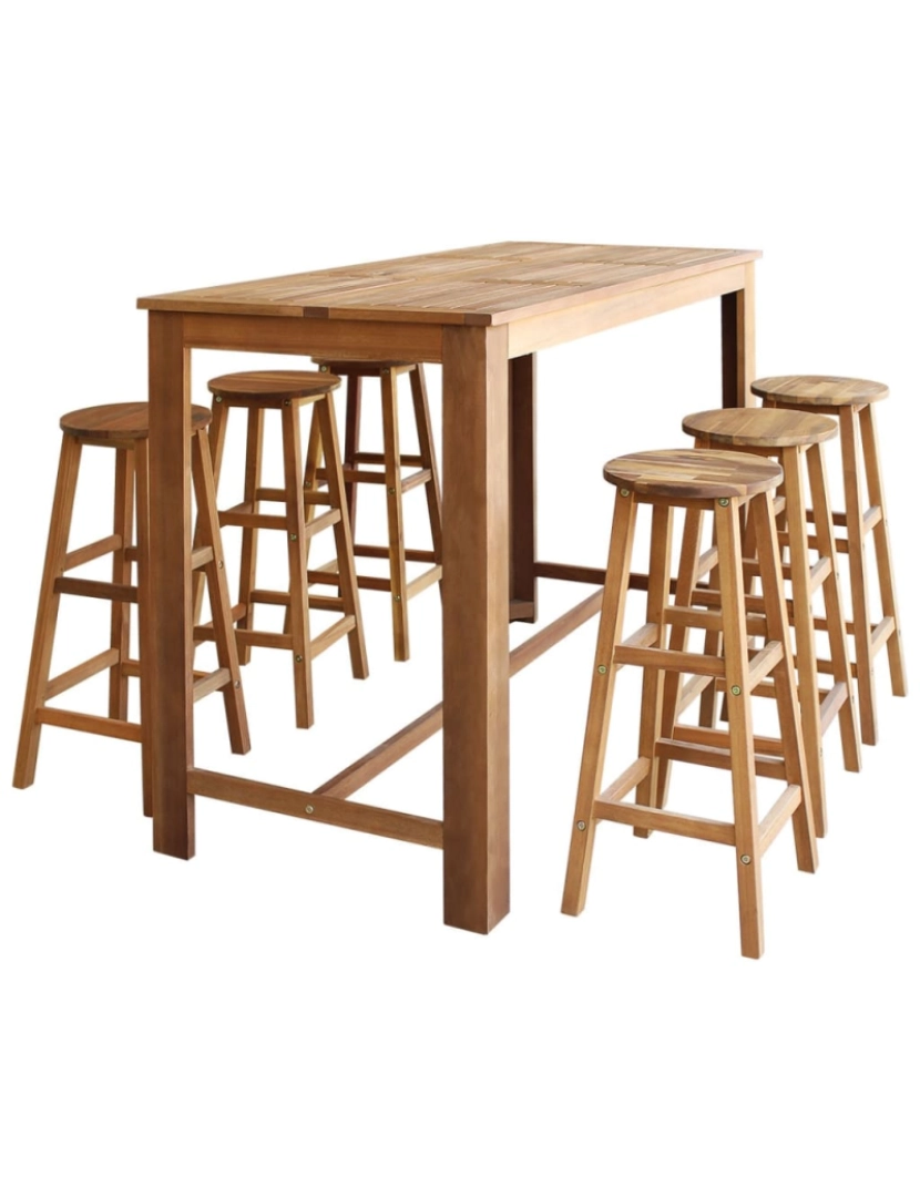 Vidaxl - vidaXL Conjunto mesa e bancos de bar 7 pcs madeira de acácia maciça