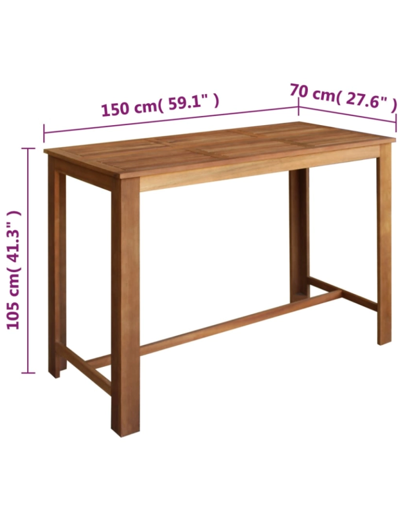 imagem de vidaXL Conjunto mesa e bancos de bar 7 pcs madeira de acácia maciça6