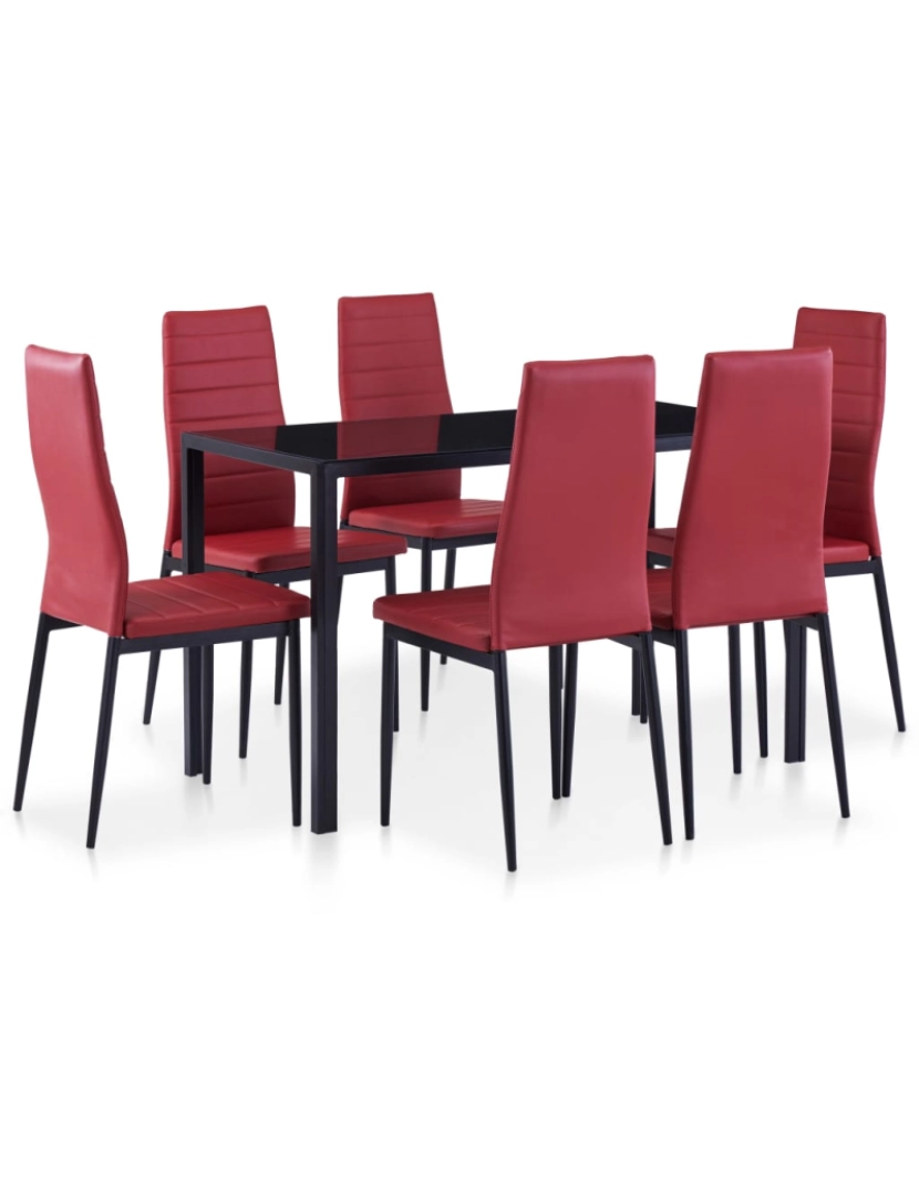 imagem de vidaXL Conjunto de jantar 7 pcs vermelho tinto2