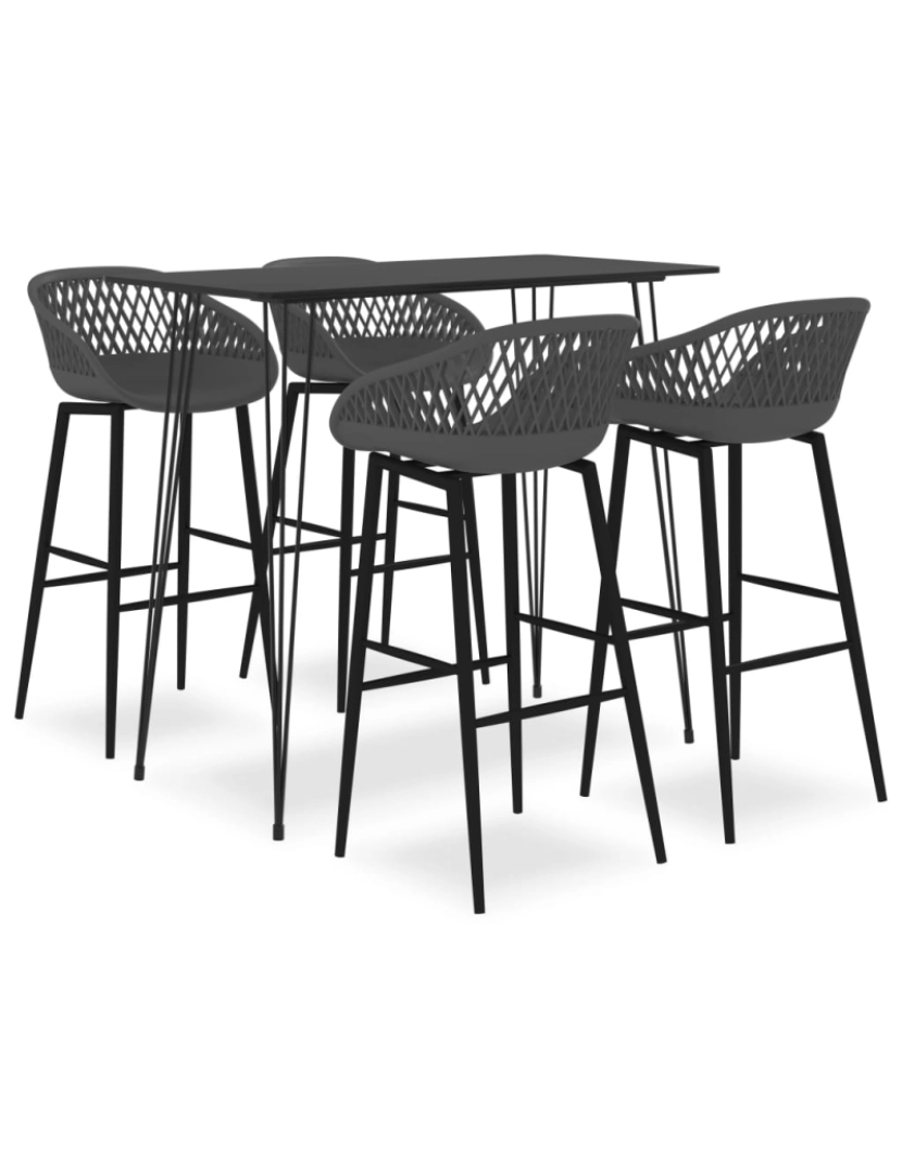 imagem de vidaXL 5 pcs conjunto de bar preto e cinzento1