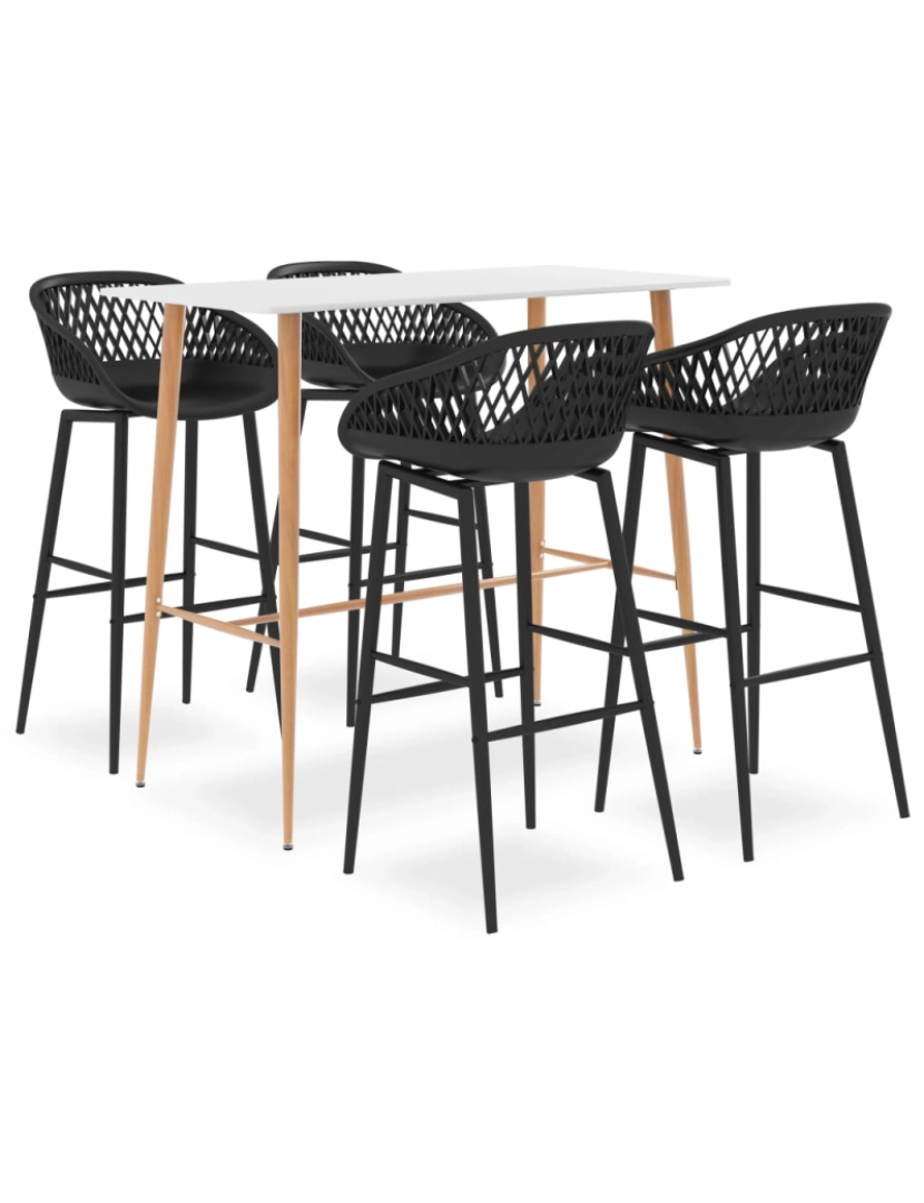 imagem de vidaXL 5 pcs conjunto de bar branco e preto1