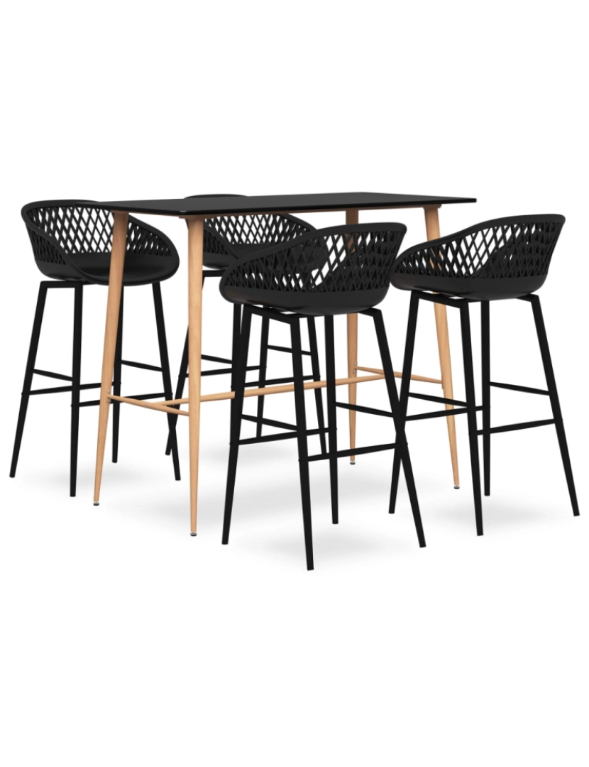 imagem de vidaXL 5 pcs conjunto de bar preto1