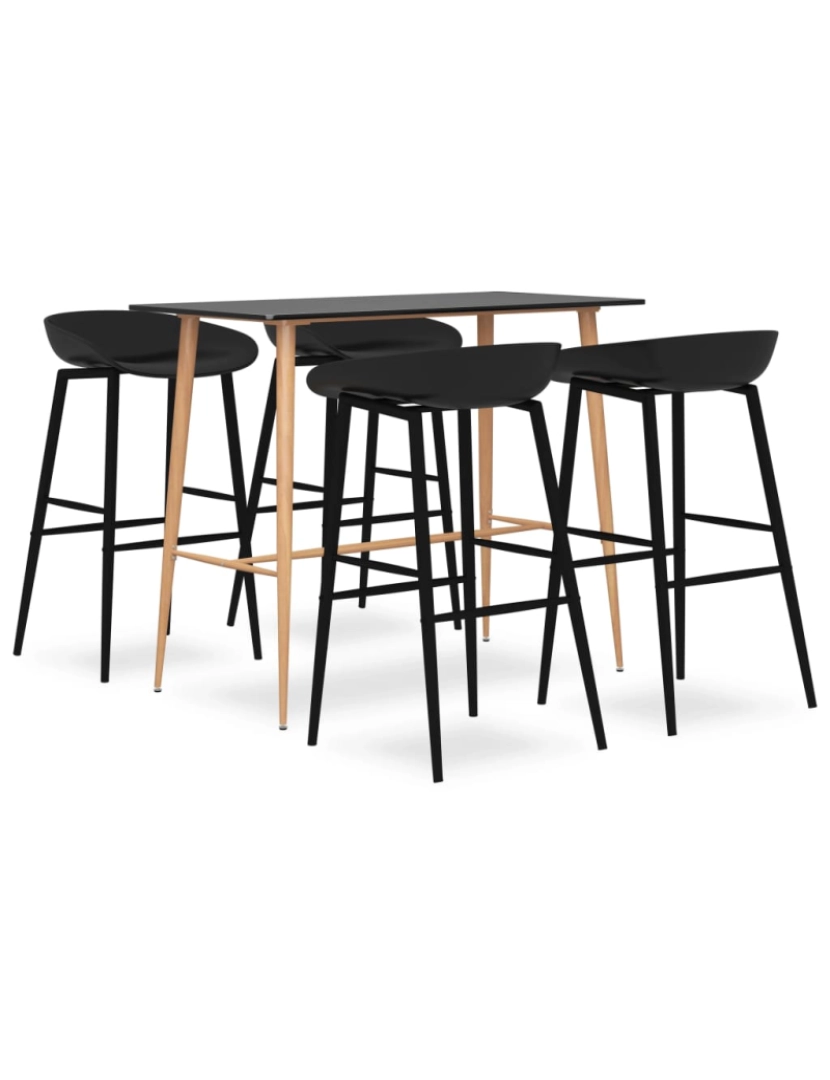 imagem de vidaXL 5 pcs conjunto de bar preto1