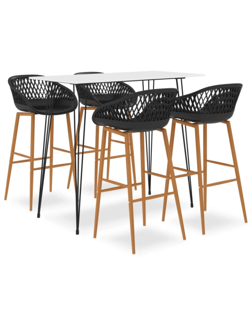 imagem de vidaXL 5 pcs conjunto de bar branco e preto1