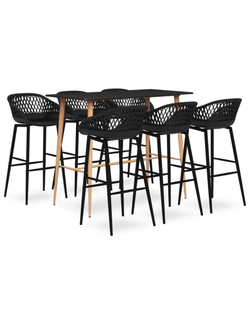 imagem de vidaXL 7 pcs conjunto de bar preto1