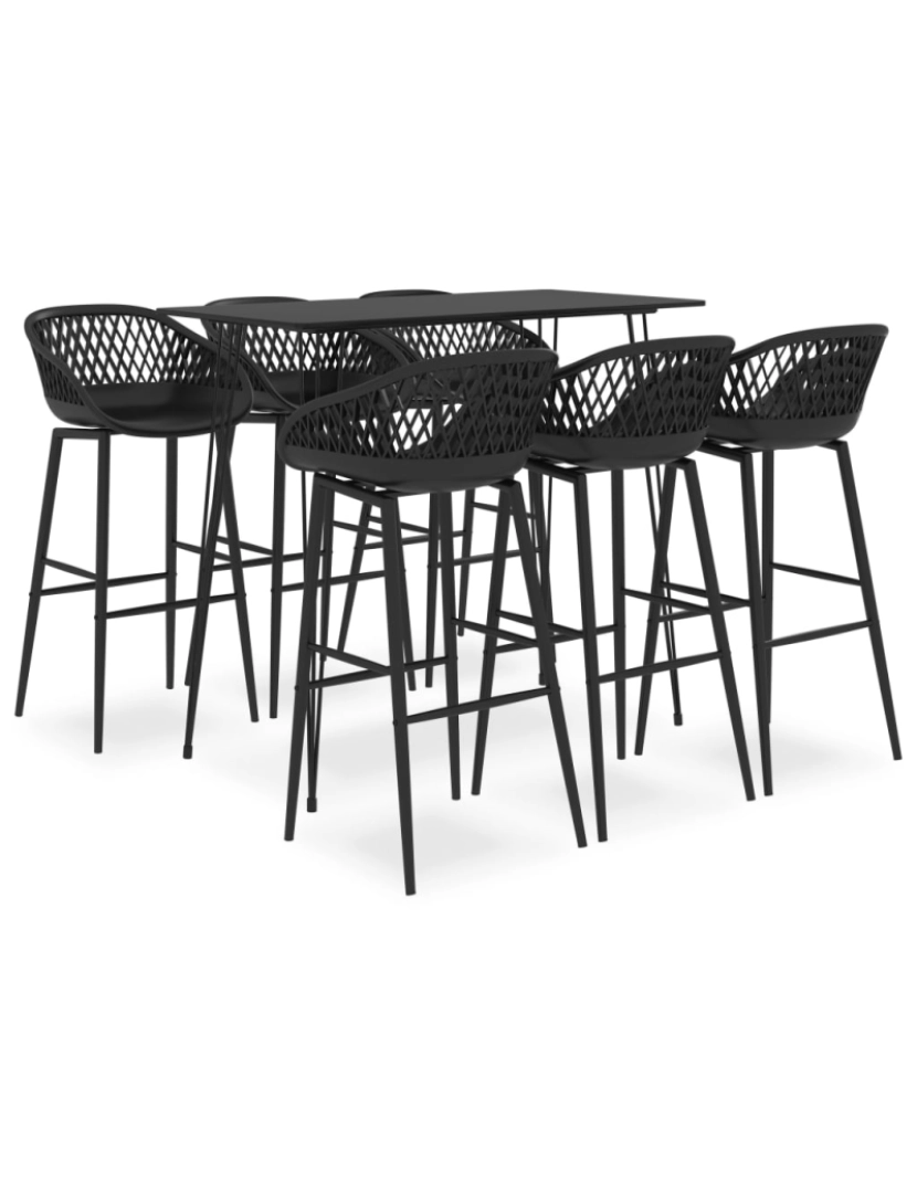 imagem de vidaXL 7 pcs conjunto de bar preto1