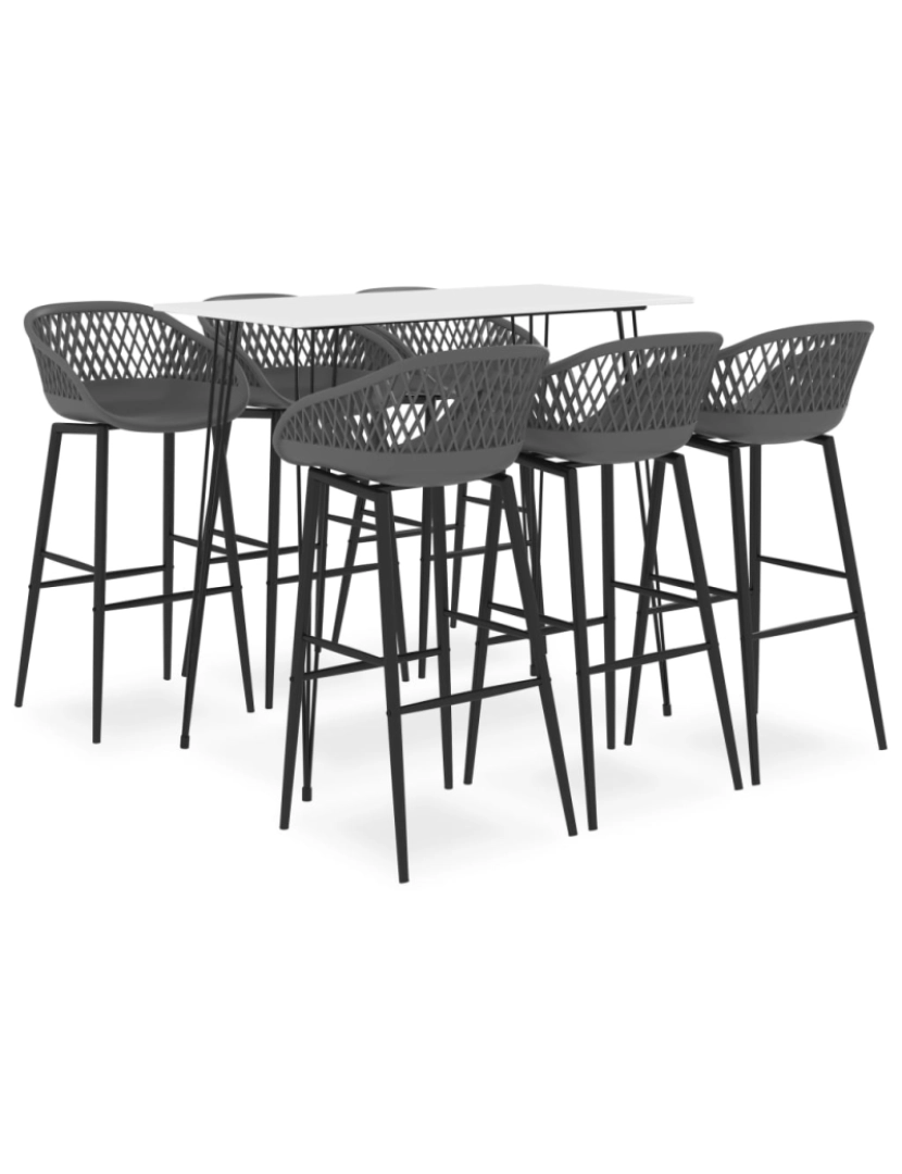 imagem de vidaXL 7 pcs conjunto de bar branco e cinzento1