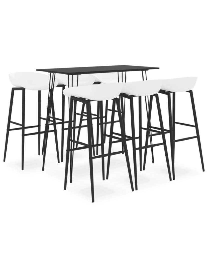 imagem de vidaXL 7 pcs conjunto de bar preto e branco1