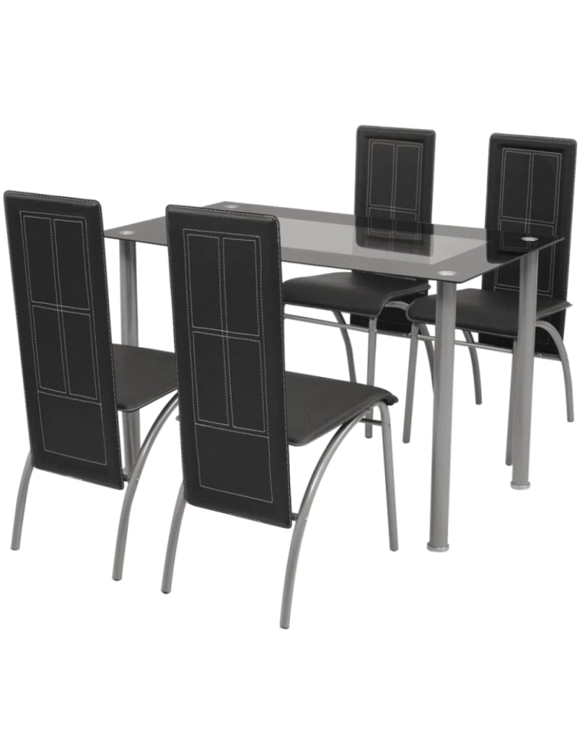 imagem de vidaXL Conjunto jantar, 5 pcs, preto2