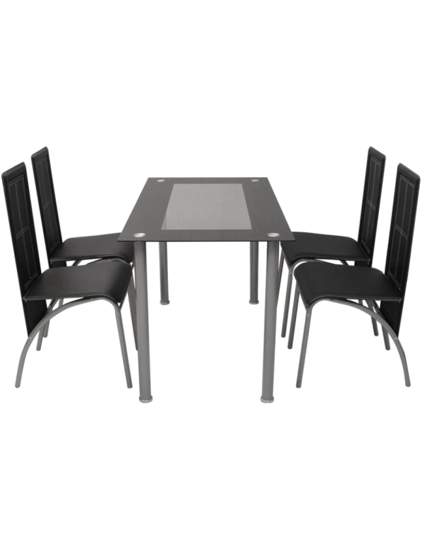 imagem de vidaXL Conjunto jantar, 5 pcs, preto3