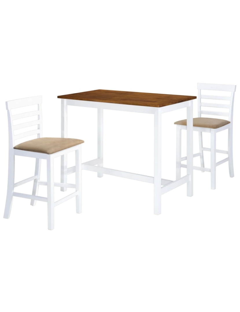 Vidaxl - vidaXL Mesa e cadeiras de bar 3 pcs madeira maciça castanho e branco