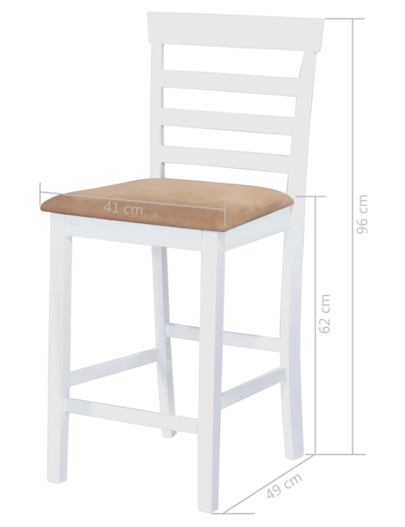 imagem de vidaXL Mesa e cadeiras de bar 3 pcs madeira maciça castanho e branco10