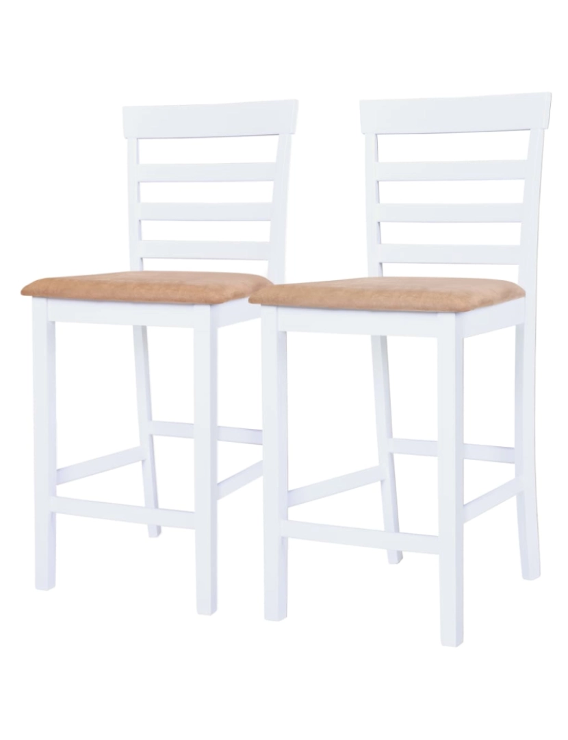 imagem de vidaXL Mesa e cadeiras de bar 3 pcs madeira maciça castanho e branco6