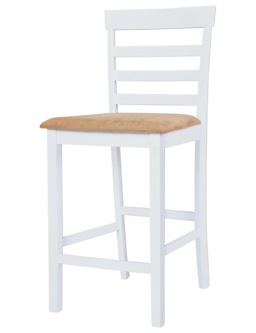 imagem de vidaXL Mesa e cadeiras de bar 3 pcs madeira maciça castanho e branco7