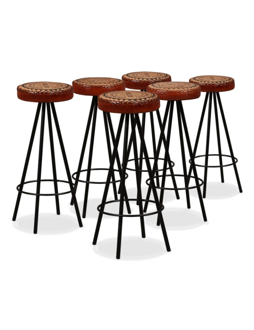 imagem de vidaXL Conjunto bar 7 pcs madeira acácia maciça couro genuíno e lona8