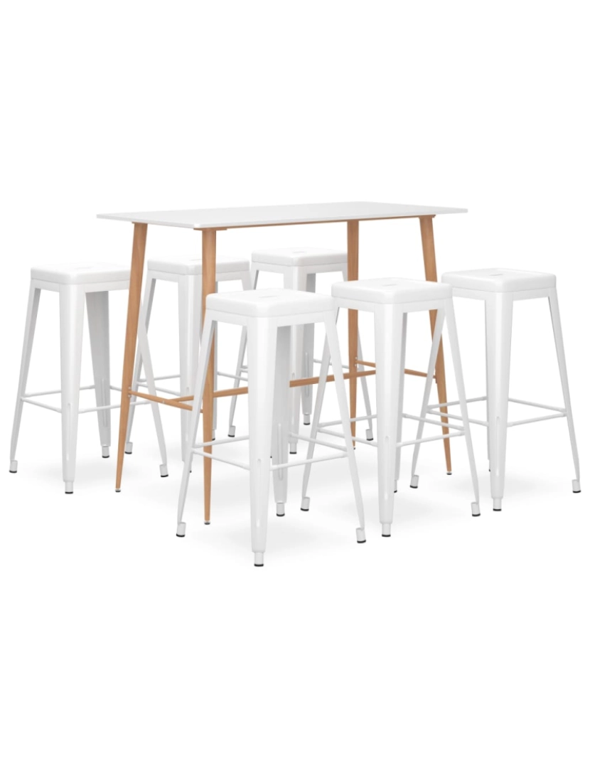 imagem de vidaXL 7 pcs conjunto de bar branco1